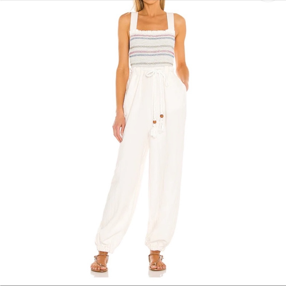 FREE PEOPLE ROMPER SIENNA SMOCKED IN ECRU